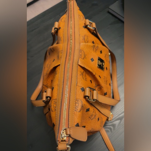 MCM Vintage Visetos:  Cognac Monogram 2-Way Tote & Shoulder Bag | Authentic - Picture 6 of 14